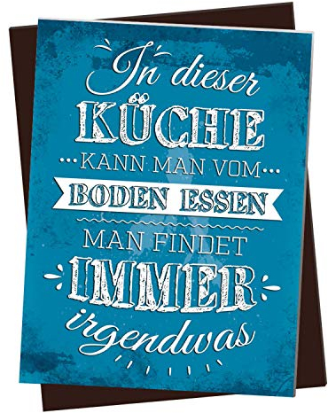 trendaffe - XL Kühlschrankmagnet mit Spruch: In Dieser Küche kann Man vom Boden Essen. Man findet Immer irgendwas