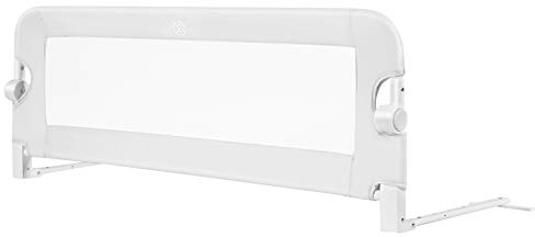 GOPLUS Bettgitter, Klappbarer & Tragbarer Bettschutzgitter für Babys unter 3 Jahren, Babybettgitter für die Reise und unterwegs, Gitter, Rausfallschutz für Kinderbett und Dopelbett (105 x 42 cm, Weiß)