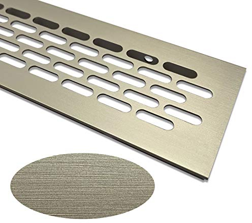 Lüftungsgitter Aluminium | 60mm x 400mm | Farbe: Edelstahloptik | Lüftungs Gitter Alu | Stegblech | Belüftungsgitter | Heizungsgitter | Belüftungsgitter/Lüftung