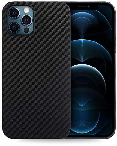 doupi UltraSlim Hülle kompatibel für iPhone 12 Pro Max (6,7 Zoll), Carbon Fiber Look Ultra Dünn Handyhülle Cover Bumper Schutz Schale Case Schutzhülle, Kohlefaser Optik schwarz