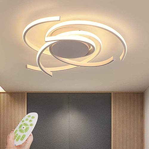 minifair Moderne LED-dimmbare Deckenleuchte mit Fernbedienung Kücheninsel Lampe Esstisch Kreative Spirale Blumenform Design Metall Acryl Decke Kronleuchter Beleuchtung, Weiß