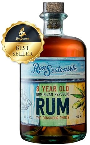 Ron Sostenible Premium Rum - 8 Jahre Reifung | 8 Jahre Bourbon Aged | 700ML - 40% ABV
