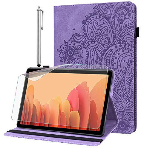 GLANDOTU Funda para Samsung Galaxy Tab A6 10.1 2016 SM-T580/T585 con lápiz óptico, Funda de Piel Fina con función de Soporte y Ranura para Tarjetas para Samsung Tab A 10.1 2016 -Morado