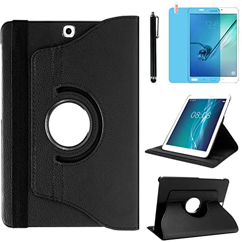 Case for Samsung Galaxy Tab S2 9.7 inch (SM-T810 SM-T813 SM-T815 SM-T817 SM-T819), 360 Degree Rotating Stand Case Smart Protective Cover,With Stylus Pen,Screen Film (Black)