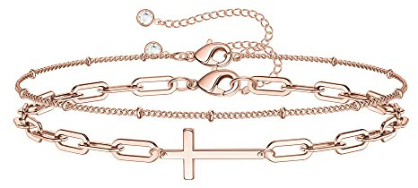 Dainty Gold Bracelets for Women, 14K Gold Plated Adjustable Layered Bracelet Cute Evil Eye Oval Chain Pearl Bar Turtle Gold Bracelets for Women Jewelry