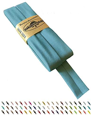 Sandras-Bastelladen Oaki Doki Schrägband/Einfassband Tricot de Luxe Jersey gefalzt 3m x 20mm 474-Vintage Türkis