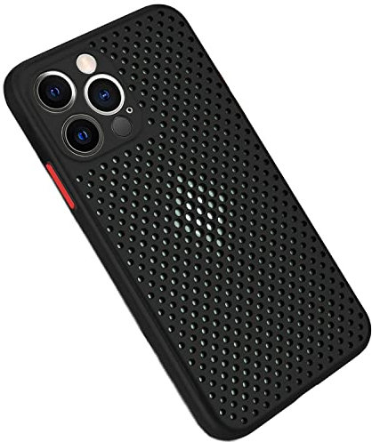 Rdyi6ba8 Cover per iPhone 13 Pro Max, Fotocamera Protezione Completa Ultra Leggero Morbido Silicone TPU Traspirante Mesh Design Protettiva Case per iPhone 13 Pro Max - Nero