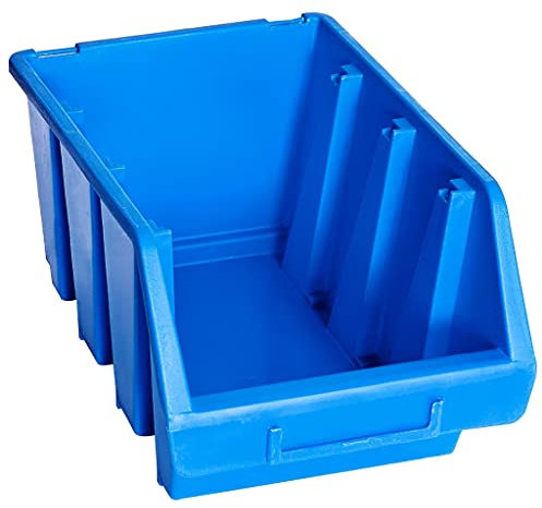 vidaXL Blue Plastic Stacking Storage Bins - Spacious, Stackable, and Wall-Mountable Bins for Organizing Small Parts and Items