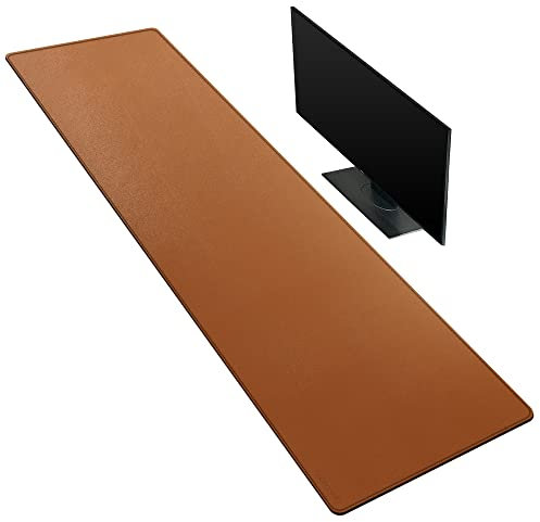 ZORESYN Tappetino da scrivania 160x40cm - Sottomano da Ufficio - Tappetino Tastiera e Mouse - Tappetino Mouse Gaming in Pelle PU Impermeabile per Ufficio e Casa (Marrone)