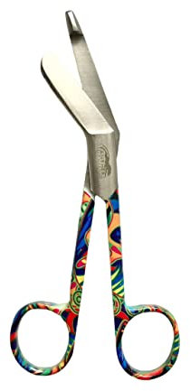 Forbici Lister in acciaio inox per bendaggi, 14 cm, motivo colorato, per studenti e primo soccorso (motivo multicolore)