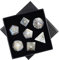 mookaitedecor 7 Stück Labradorit Edelstein Polyedrische Würfel Set, Polierte Heilstein DND Würfel für Dungeons und Dragons RPG MTG Tischspiele Rollenspiel Heim Dekoration