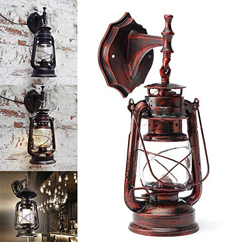 Außenleuchte Retro Wandleuchte E27 Loft Rustikale Wandlampe Vintage Laterne Lampe Beleuchtung Industriell Licht Dekor Lampe 24 * 15CM (Rotbronze)