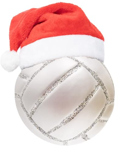 8 cm große Weihnachts-Volleyball-Ornament, Glas, geblasene Weihnachtskugel, Ornamente für 2024 Weihnachtsbaumschmuck, Weihnachtskugel, Ornamente, Kugeln für Weihnachten, Urlaub, Party, Baumschmuck