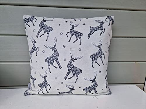 Arinosa Kissen Hirsch Weihnachten Natur Dunkelgrau Silber 40x40 cm