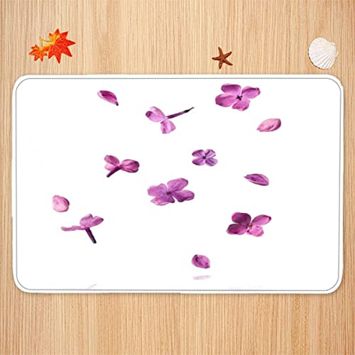 AOLIGL Frischer Flieder Fussmatte Außen 3D-Druck Teppich Schöne Purpurrote Blumen Fallen Türmatte rutschfest Personalisiert Fußmatte Innen Bodenmatte für Flur Haustreppe Schmutzfangmatte 60x90 cm