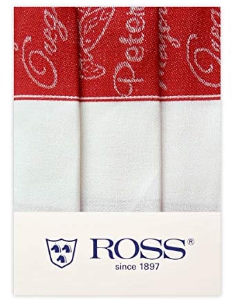 Ross 3er Pack Zwirn Halbleinen Geschirrtücher Kräuter schwarz, 50x70 cm