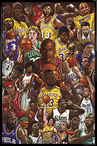 1art1 Basketball Poster Plakat | Bild und Kunststoff-Rahmen - Superstars (91 x 61cm)