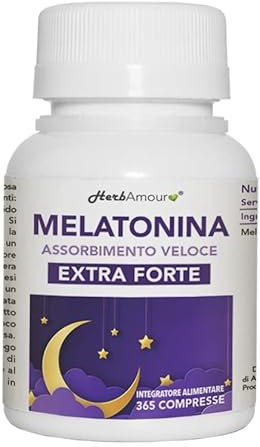 HerbAmour MELATONINA PURA EXTRA FORTE | Integratore I 365 Compresse
