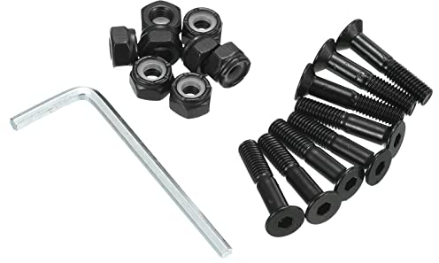 PATIKIL Skateboard Matériel Trousse, 1 Montage Vis Hexagon Tête Boulons Écrous Ensemble avec Clé à Molette pour Longboard Croiseur, Noir