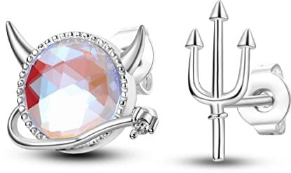 NARMO 925 Sterling Silber Ohrringe für Frauen - Little Devil & Trident Ohrstecker, Nette Hypoallergene Ohrringe für Mädchen