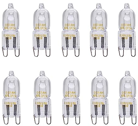 Osram 10er Pack Stiftsockellampe HALOPIN 66733 G9 33 Watt dimmbar warmweiß | 460 Lumen Halogenlampe | Halogenstift