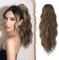 FESHFEN Pferdeschwanz Haarteil mit Kordelzug, 45 cm Wellen Zopf Pferdeschwanz Verlängerung Haare Extension Synthetik Lang Wellig Haarverlängerung Ponytail für Frauen, Schwarzbraun Mischung Goldblond