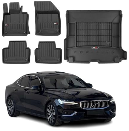 OMAC Fußmatten & Kofferraumwanne Set kompatibel mit Volvo V60 2019-2026 Gummi Schwarz 5X
