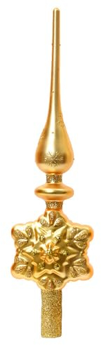 zeitzone Christbaumspitze Schneeflocke Echt Glas Gold Weihnachtsbaumspitze 31cm