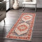 Carvapet Läufer Teppich 60x180cm rutschfest Lang Teppichläufer Waschbar Mikrofaser Vintage Medaillon Orange Teppich Flächenteppich Laufteppich