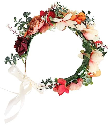 Housoutil Boho Stil Bunte Camellia Blumenkranz Haarschmuck Einstellbar Leicht Komfortabel Für Frauen Mädchen Hochzeit Festival Zeremonie Und Fotoshooting