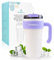 Philorn Taza de Café con Tapa Para Coche, 800ml/27oz Vasos Termicos Cafe Para Llevar con Asa,Taza de Viaje con Pajita Y Asa, Taza de Viaje de Acero Inoxidable para Café Frío o Caliente