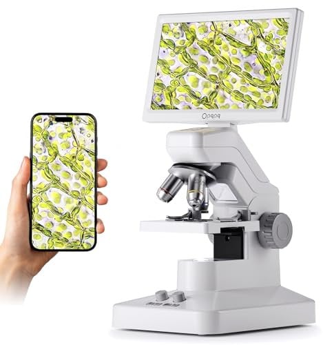 Opqpq ODM301 Pro Microscope for Adults Kids Students, 1200X Digital Biological Microscope with Screen 7, Wireless Educational Lab Electron Science Microscope for Classroom School, USB & HDMI Scope