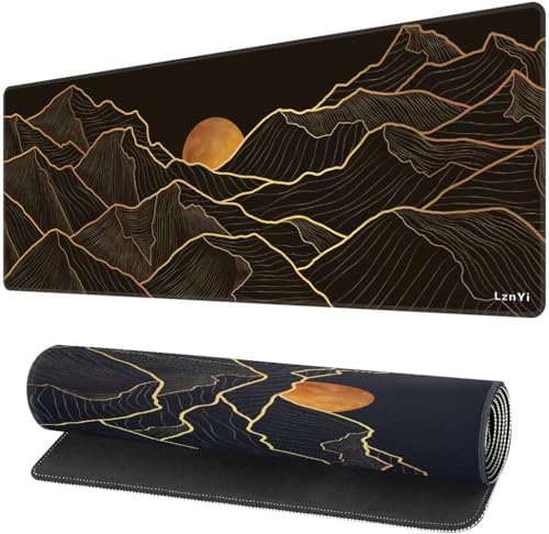 LznYi Tapis de Souris Gaming XXL 800 × 300 mm – Tapis de Bureau étendu pour Clavier & Souris, Base Caoutchouc antidérapante (80x30TaiYangEU)