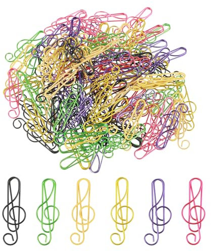 Oruola 108 Stück Noten Büroklammern,6 Farben Notenschlüssel Büroklammern,Spaß Metall Musiknoten Papierklammern für Schreibtisch Lesezeichen Büro Schule Notebook,Geschenk für Musiklehrer (Boxed)