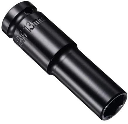 Juttzzei 1/2 Inch Drive 13mm Deep Impact Socket - Heat-Treated CR-V Steel, 78mm Length, 6-Point Metric Sizes for Car & Home Repair