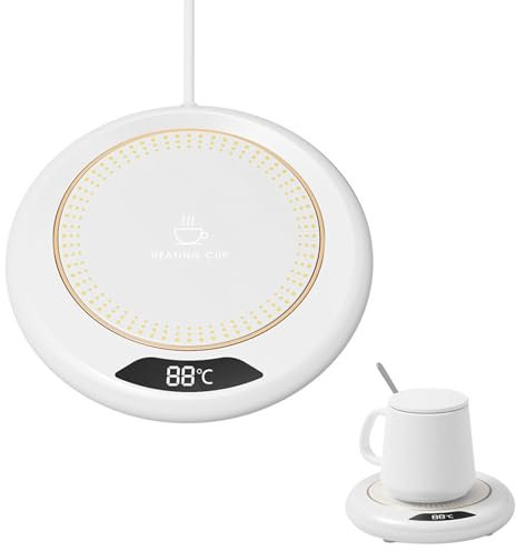 Chauffe Tasse, Chauffe-Tasses USB,Réchauffe-Tasse à Café, Chauffe Tasse à Café, Chauffe-Bougie Intelligent, Chauffe-Boisson Électrique avec 3 Réglages de Température pour Café Thé Lait Bougies (Blanc)