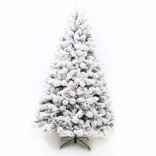 SHZZHS Künstlicher Weihnachtsbaum mit Schneebeflockung, unbeleuchtet, vordekorierter Weihnachtsbaum aus Douglasie mit Scharnier und roten Beeren, als Party-Dekoration für Zuhause und das Büro.