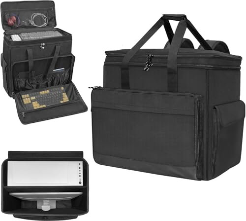 SUNDOY Portable Gaming PC Carrying Case – Desktop Computer Case for Tower Chassis, 24-Inch Monitor, Keyboard, and Mouse – Ideal Travel Solution for Gamers