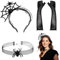 RCYHCY 3 Stück Spinne Kostüm Damen, Spinne Haarreifen, Karneval Spinne Haarreif, Spinnen Netz Haarreifen, Spinnen Halsband, Spinnennetz Handschuhe, Für Karneval und Abschlussball Party usw