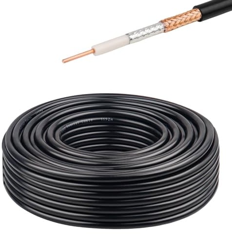 XRDS -RF RG8X Koaxialkabel, 50 Ohm, massiver Kupferkern, PVC-Ummantelung, verlustarm, hochwertige Signalübertragung, ideal für Antenne, CB-Radio, und Ham Radio-Anwendungen, 15 m