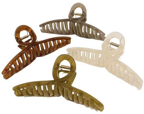 Lot de 4 grandes pinces à cheveux papillon pour femme - 11,9 cm - Pinces à cheveux en métal pour filles - Accessoires de cheveux pour cheveux longs et épais