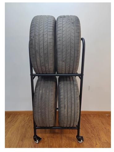 Reifenregal Reifenständer Hochleistungs-Autoreifen-Lagerregal Mit Rädern, Für 4 Reifen, Großer Kommerzieller 2-lagiger Reifenregal-Organizer, Universal-Radständerhalter Für Autowerkstätten(1 pack)