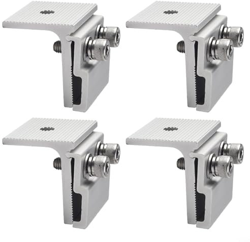 BlissfulAbode Aluminium Stehfalz Klemme Dachfalz Klemme Montageset Für Solaranlagen PV Module Photovoltaik Halterung Edelstahl Schrauben Vormontiert Für Faltblechdächer 45X52mm Silber 1/4 Stück(4pcs)
