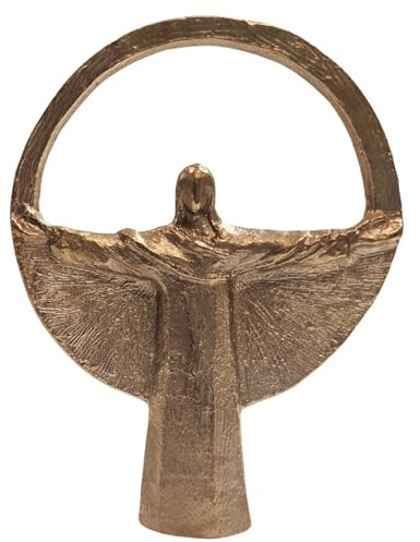Herzmensch Christus von Rio – Bronze-Statue 11 × 14,5 cm Gold von Andrea Zrenner christliche Figur - Symbol der Hoffnung & Auferstehung handgegossen