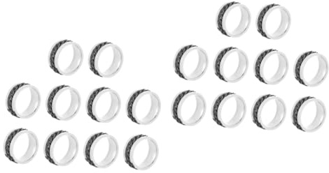 BESPORTBLE 2 ensembles Bague En Acier Inoxydable Bague Pour Homme Décorative En Acier Noire 10 pièces * 2