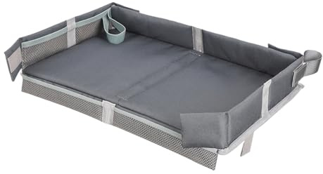 TRAVEL TABLE COVER - Foldable Activity Mat Soft Organizer Mat | Secure Snack Tray Station, Adjustable Pocket Design, Lightweight Game Table for Holiday