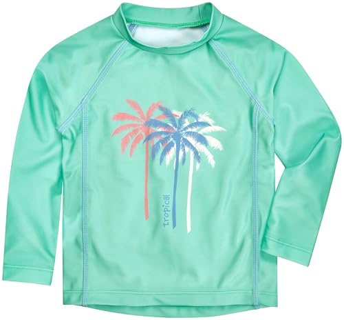 Playshoes Unisex Kinder Langarmshirt Rash-Guard-Shirt, Lang Mint Palmen, 86 cm-92 cm