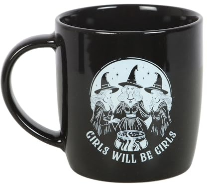 Something Different Wholesale Girls Will Be Girls Witchy Mug | 320ml Capacity | Black Ceramic | Spellbinding Design | Microwave & Dishwasher Safe | Witch Gift
