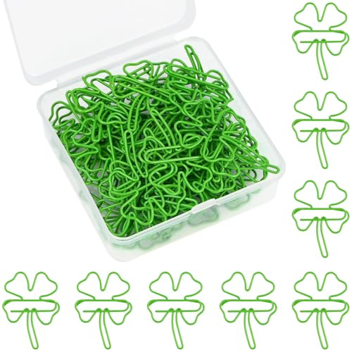 luckaide Büroklammern, 50 Stück Vierblättrige Kleeblatt Büroklammern Motiv Groß Metall Klammern Lesezeichen Paper Clips Kreative Briefklammern Papierklammern Aktenklammer für Postkarten Büro Schule