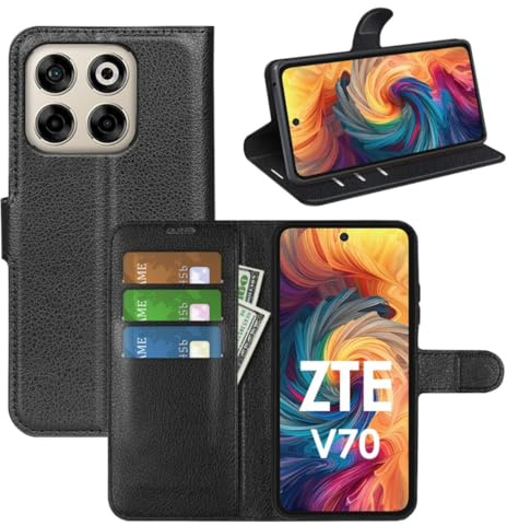 betterfon Handyhülle Kompatibel mit ZTE Blade V70 | Premium TPU Klapphülle mit Kartenfächern | Magnetverschluss Wallet Flip Case Standfunktion | Schwarz